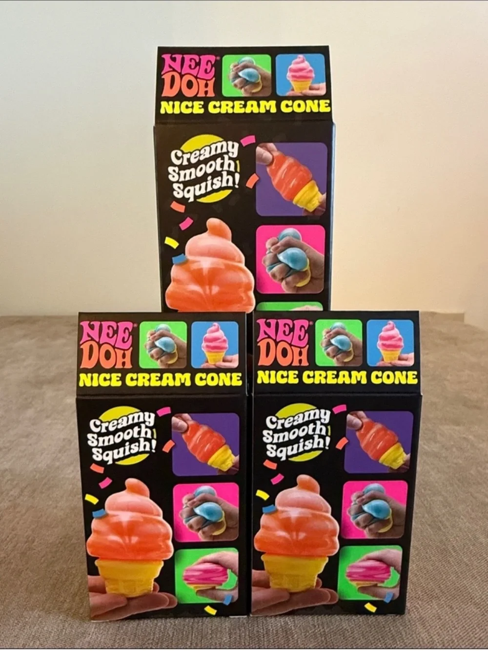 NeeDoh Nice Cream Cone - Orange, Blue, Pink | Bundle Of All 3 Colors